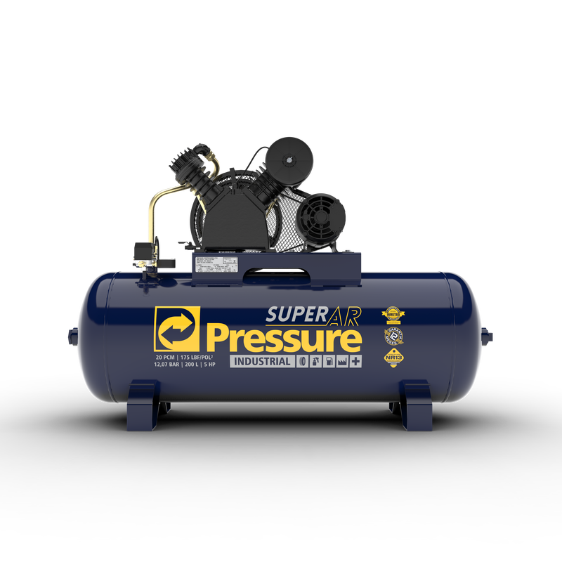 COMPRESSOR DE AR 20PCM V 200LTS SUPER AR TRIF PRESSURE